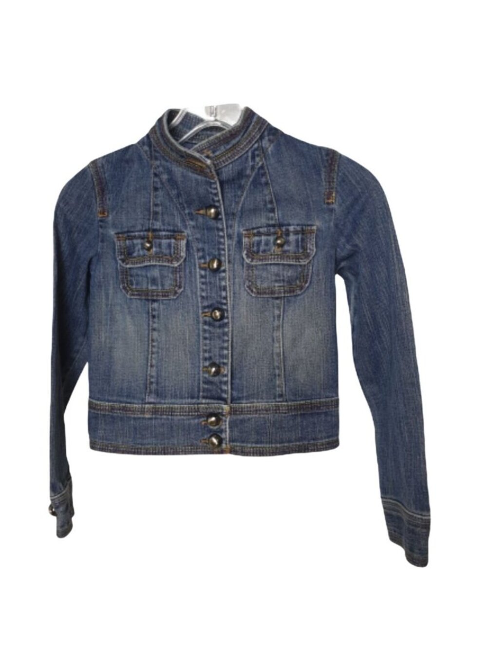 Old Navy Girls L Denim Jacket Distressed Button Front Grunge Hip Hop Outerwear